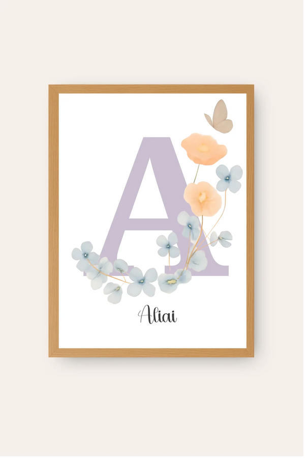 Floral initial Wildflowers nursery Wall Art